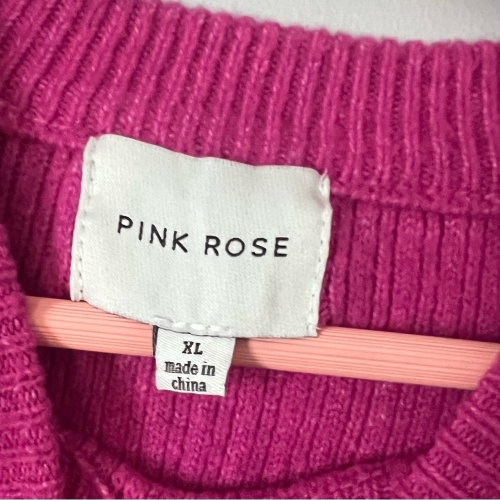 Pink Rose Fuchsia and White Striped Sweater - Picture 3 of 3